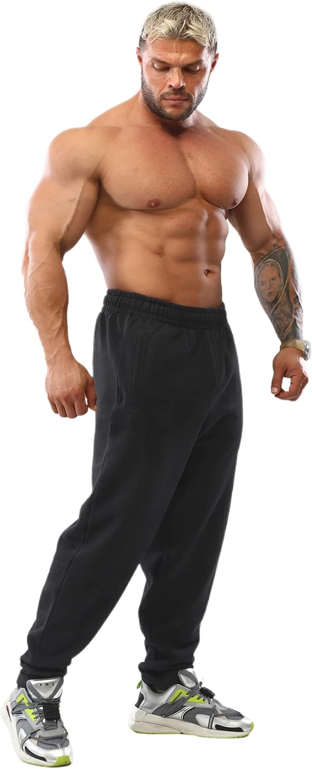 BGSM Men's Loose Fit Winter Sweatpants with Zippered Pockets, Baggy Active Pants