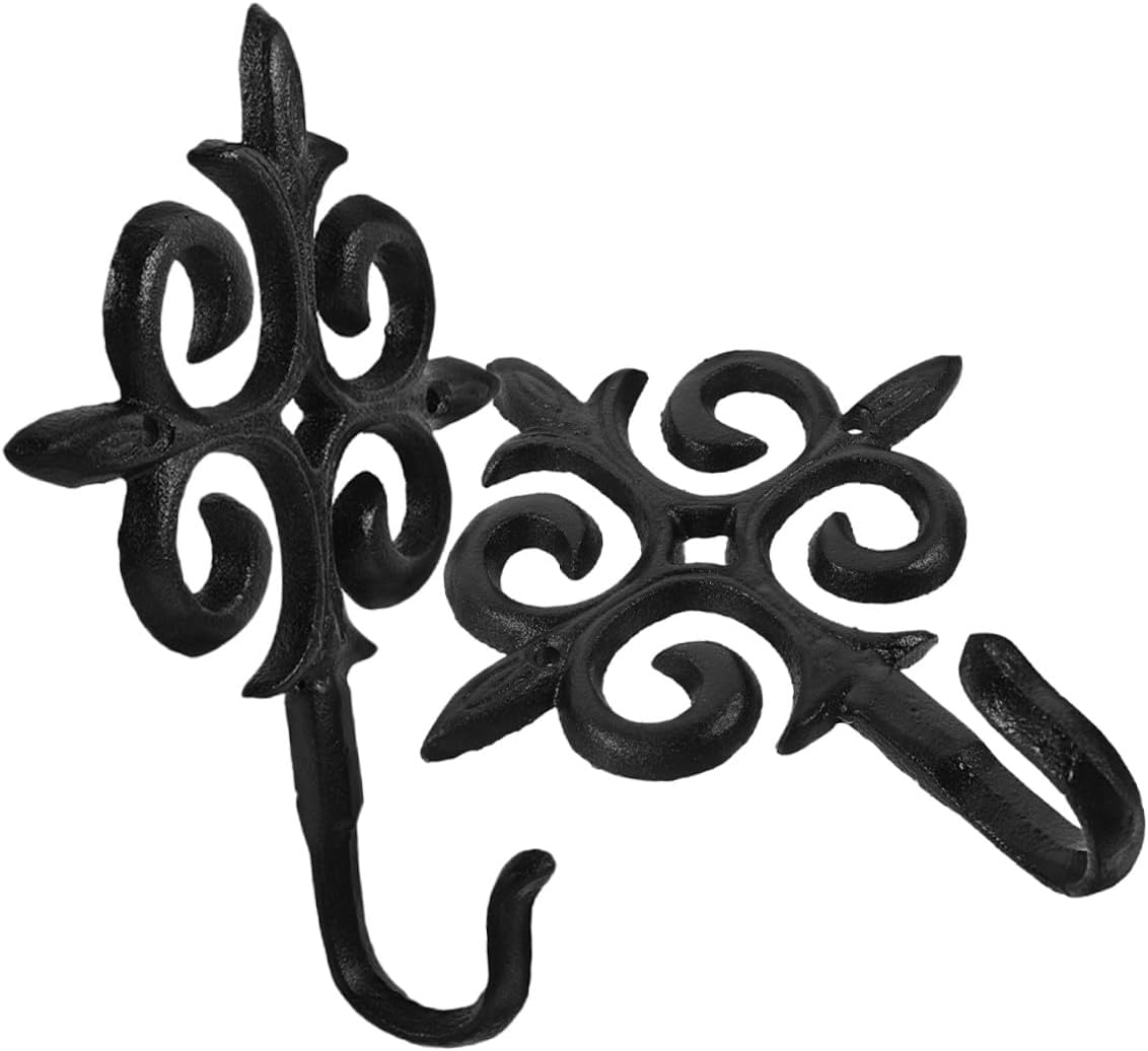 Luxshiny 2pcs Metal Hanging Planter Brackets Hooks for Outdoor Garden Balcony, Heavy-Duty Decorative Flower Pot Holder for Wind Chimes and Wall Hanging Planters