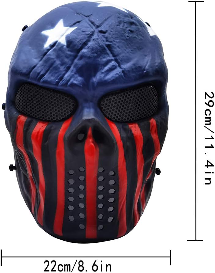 Tactical Mask Skull Full Face Masks, Airsoft Mask, for Halloween Cosplay Party CS Survival Games Shooting