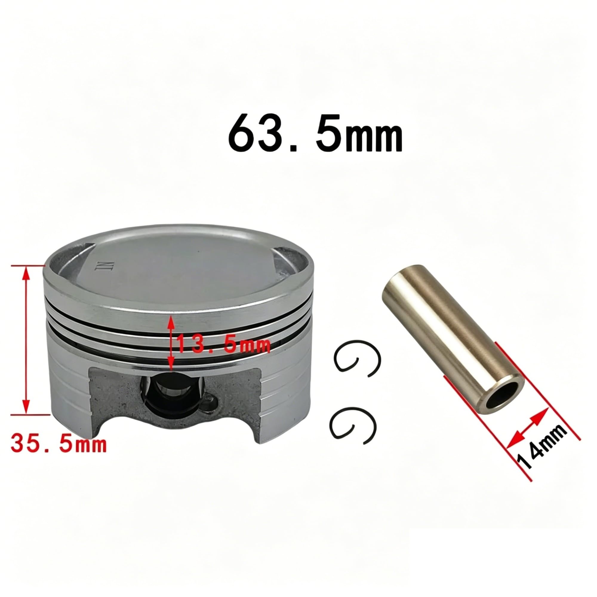 Kolbenring 63,5 Mm Aluminium-Motorrad-Kolben-Zylinder-Kit Für XR150 Für CBF150 Upgrade 185 Cc Motorkolben(Silber)