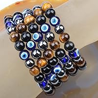 Vista 343 de MASSIVE BEADS Pulsera elástica de yoga hecha a mano con piedra natural, cristal curativo, energía, regalos para adultos unisex de 0.157 in, 0.236