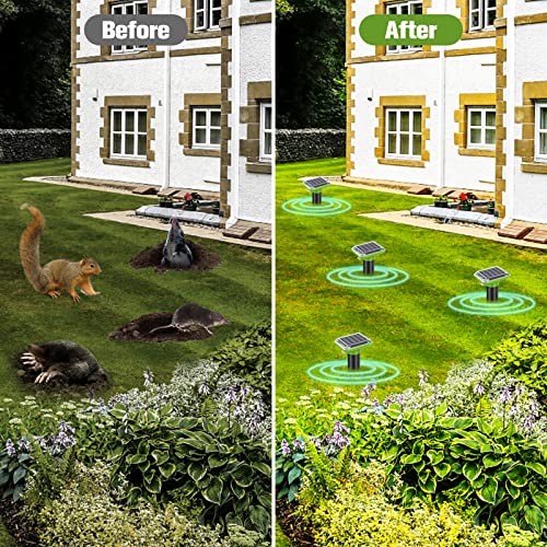 Solar Mole Repellent, Ultrasonic Gopher Repeller Outdoor, Solar Powered Waterproof Snake Repellent Deterrent Gopher Vole Snake Pest and Other Rodent Animals from Lawn Garden Yard Home(4 Packs) Solar Mole Repellent, Ultrasonic Gopher Repeller Outdoor, Solar Powered Waterproof Snake Repellent Deterrent Gopher Vole Snake Pest and Other Rodent Animals from Lawn Garden Yard Home(4 Packs)