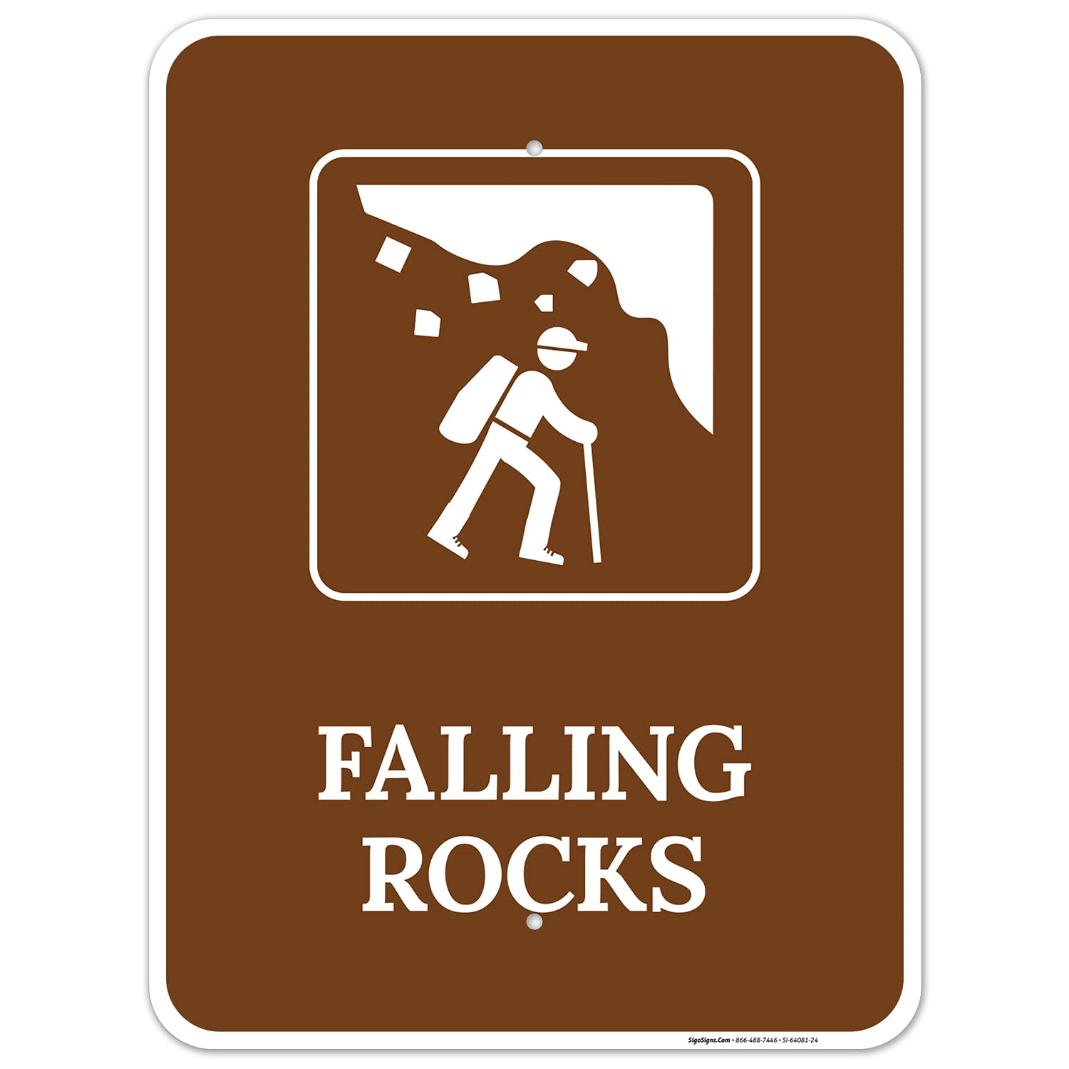 Falling Rocks with Symbol Sign, 18x24 Inches, Rust Free .063 Aluminum, Fade Resistant, Made in USA