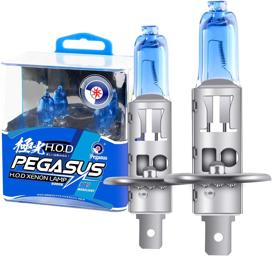 Sidaqi 2Pcs H1 100W Super Bright White 6000K Halogen Light Bulb 12V Car Fog Light Lamp