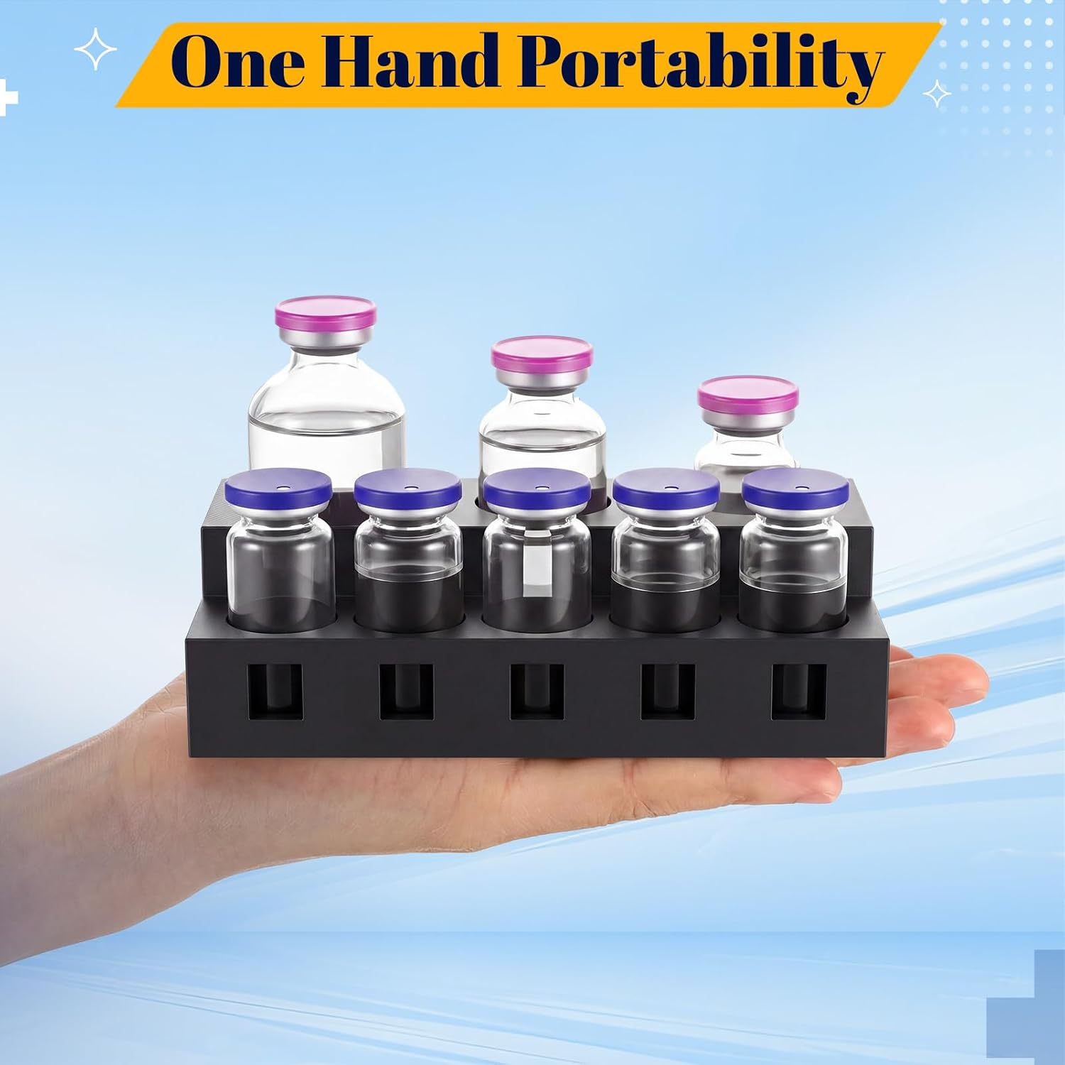 Hushee Insulin & Peptide Vials Storage Holder for Refrigerator Various Sizes Peptides Case for Insulin & Peptide Storage(Basic)