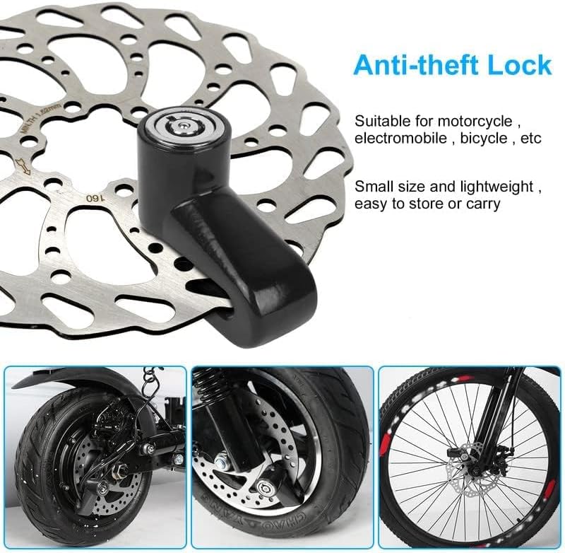 Miniatura 5 de Ainiv Bloqueo de freno de disco, bloqueo antirrobo para scooter E, bloqueo de bicicleta con cable impermeable, cable de 5 pies0.472 in con 2 llaves