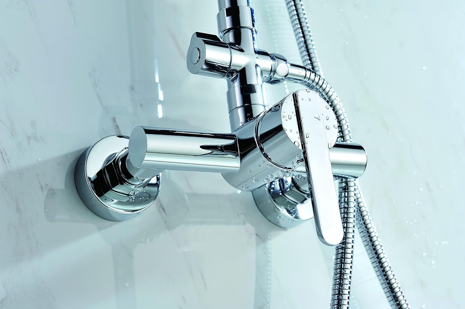 MICE - Colonna doccia estensibile 88-125 cm - Kit doccia - Monocomando a barra doccia con soffione Felxo argento BDR001