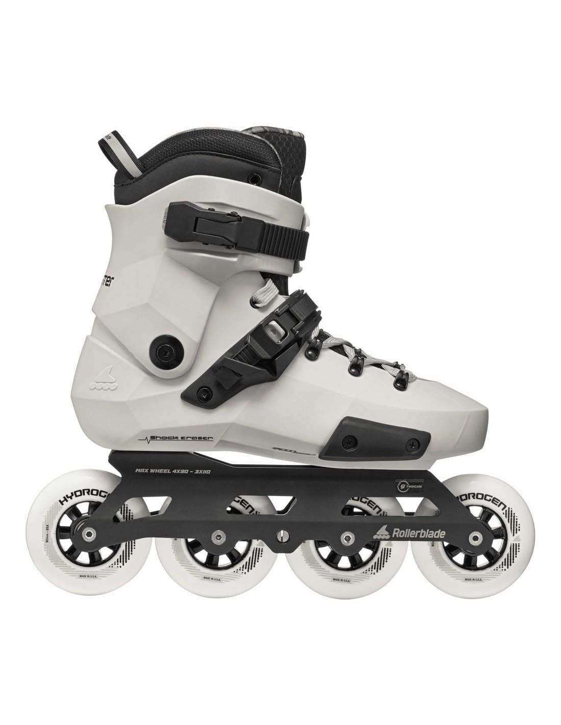 Rollerblade Patines Freeskate Urbanos Twister 90R - Agilidad Extrema y Configuración Rocker 4x90mm - Carcasa Rígida y Guía de Aluminio - White Smoke (Blanco/Negro)