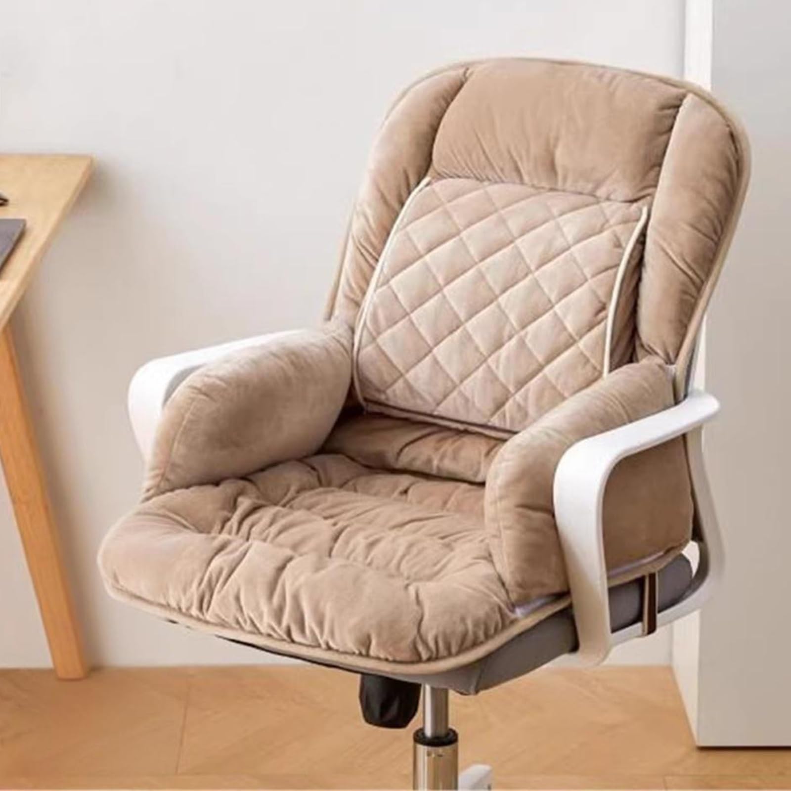 Almohadilla Electrica para Silla de Oficina, Almohadilla Calefactable con Soporte Lumbar, Esterilla Calor para la Espalda, Las Caderas, Etc(Beige)