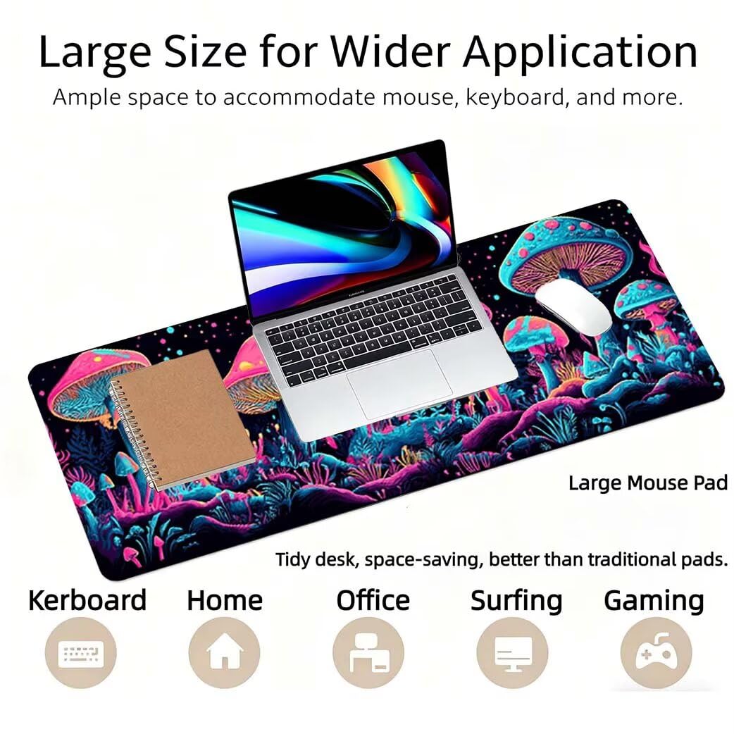 Lpfieonn Katze Schreibtischunterlage XXL, Schwarz Schreibtischunterlagen Großes, Gaming Mousepad XXL mit ernähter Rand und Rutschfeste Gummibasis, Desk Mat für PC/Laptop/Mausa 120x60cm PF-2034