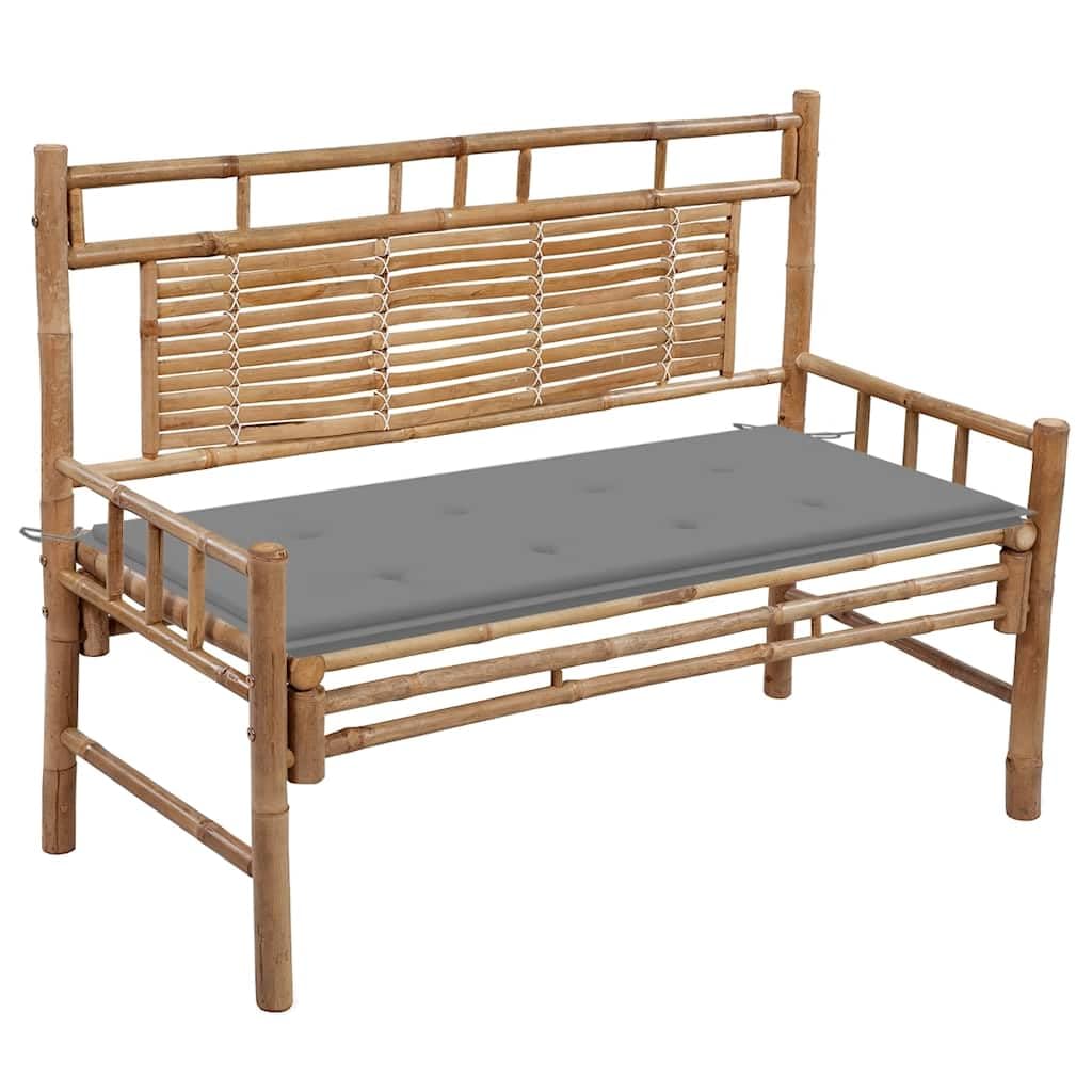 Ławka ogrodowa z nakładką, 120 cm, bambusowa ławka do siedzenia z oparciem, odporna na warunki atmosferyczne, na taras, werandę, wodoszczelna, 120 x 50 x 3 cm, szara