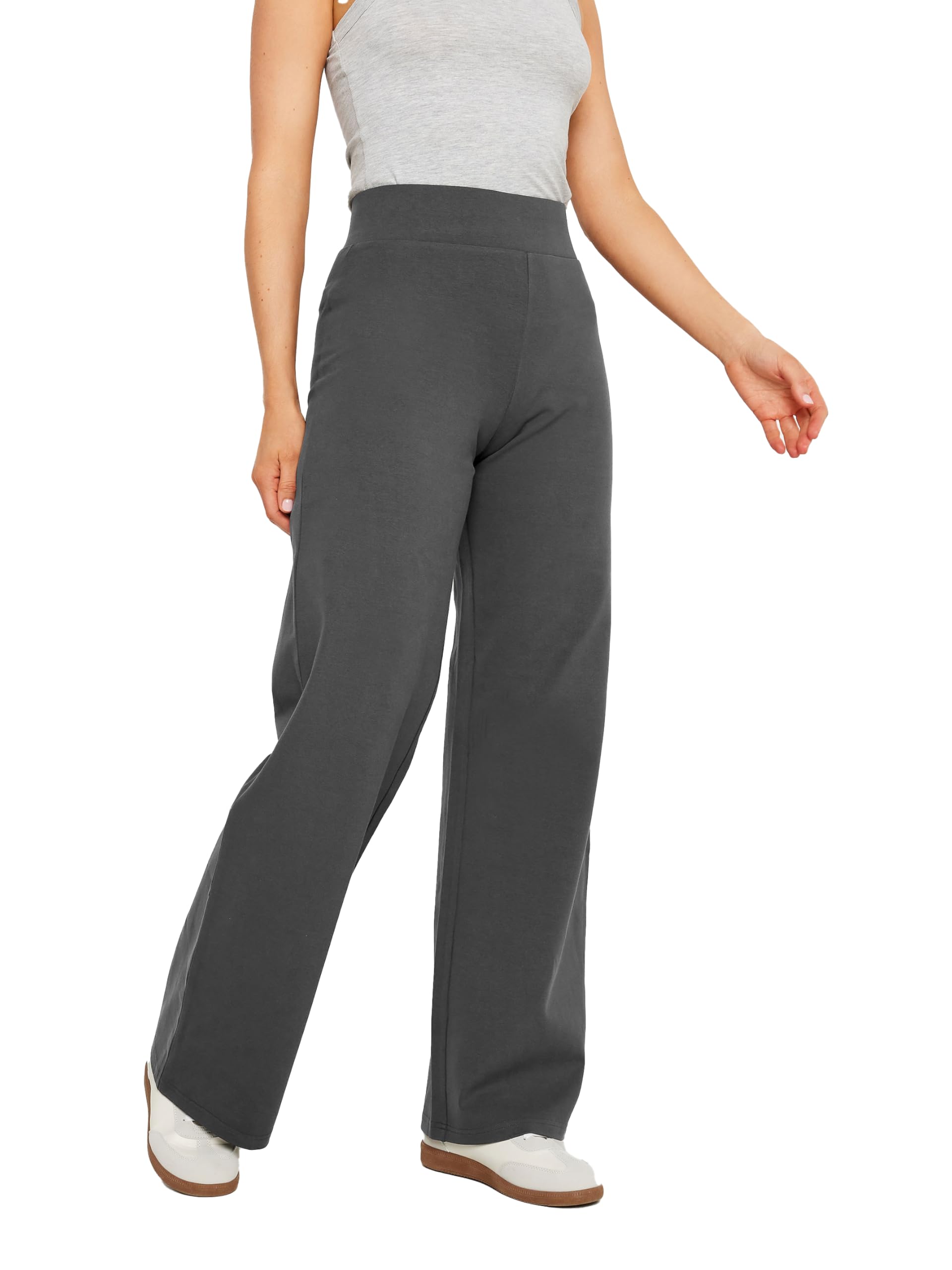 Lts Women's Grey Tall Charcoal Wide Leg Yoga Pants Ex Long > 22 | Tall Wide Leg Trousers Ex Long Size 22