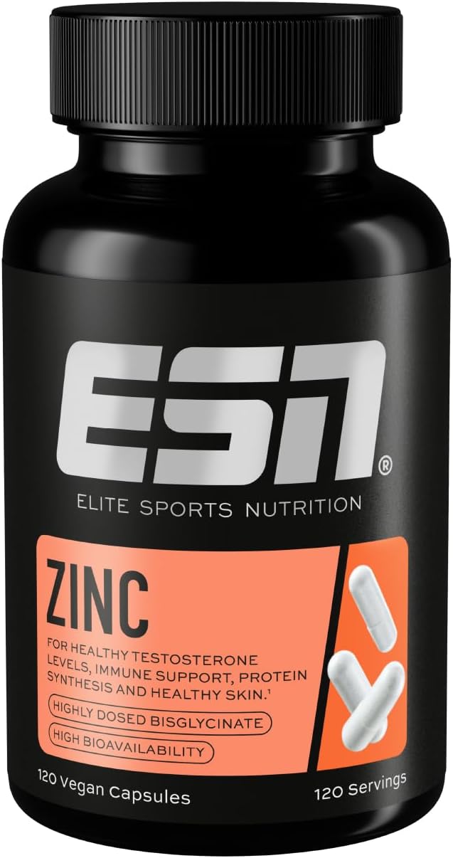 ESN Zinc Capsules, 120 Vegan Capsules, 120 Servings, 0.21 lbs, Laboratory Tested, Made in Germany