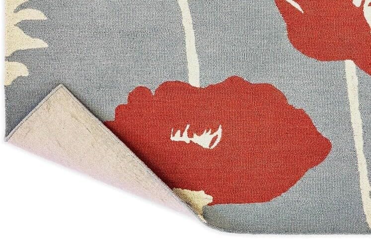 Hand Tufted New Zealand Wool Area Rug, Multicolor Poppy Bloom Floral Design, Handmade Medium Pile Carpet for Living Room & Bedroom, Rectangular, Premium Interior Decor