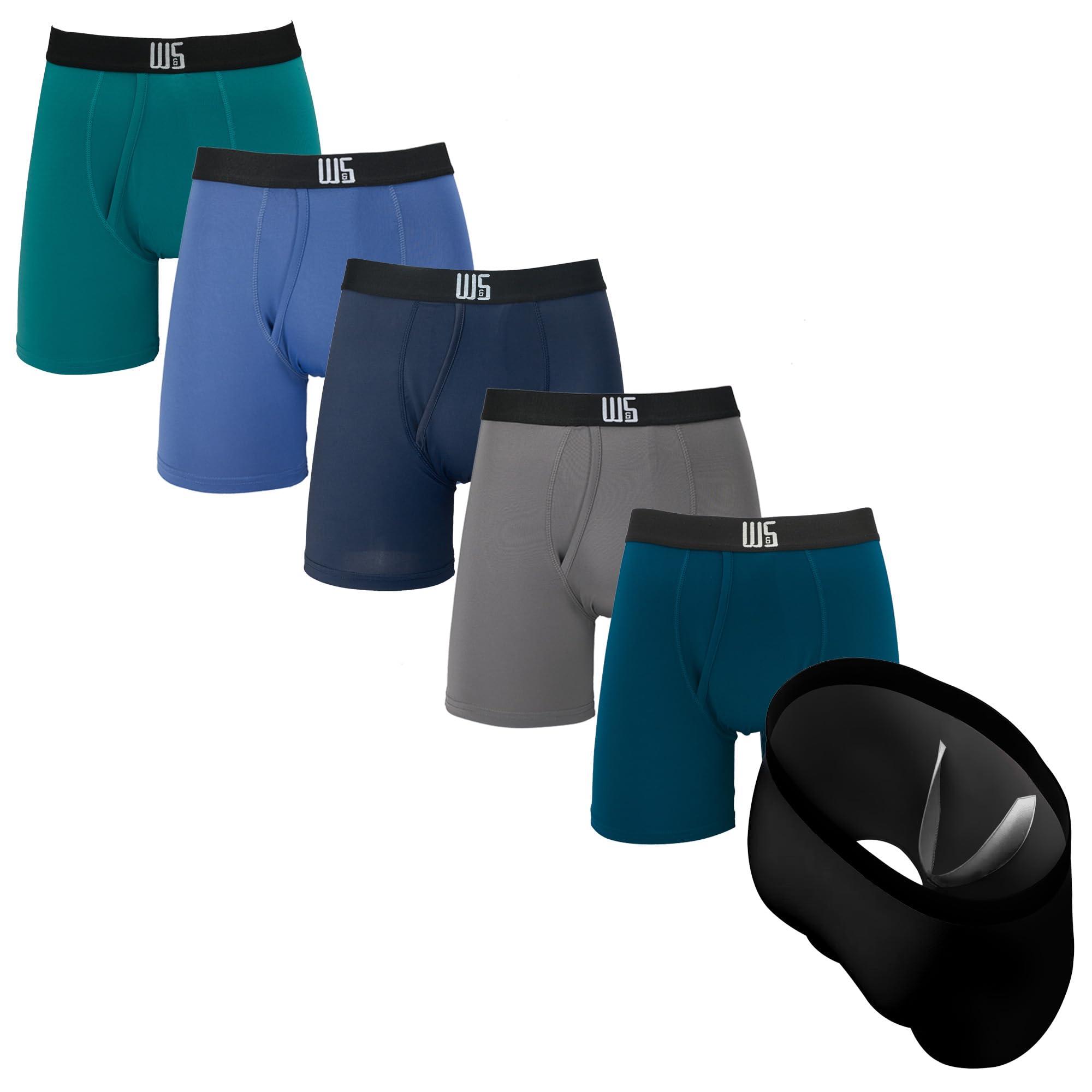 Warriors & Scholars Chafe Safe Pouch Boxer Briefs For Men Pack Of 6, Ultra Soft, Moisture-Wicking, Buldge Enhancing Underwear