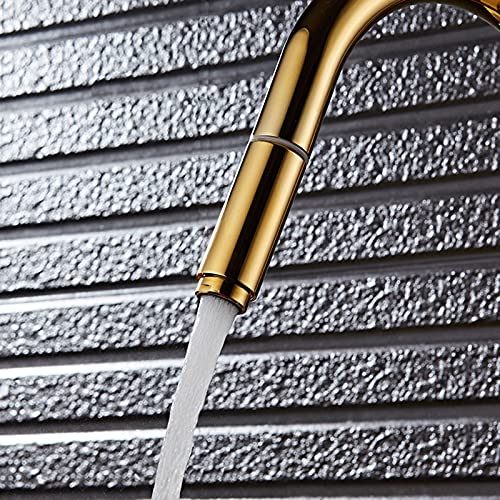 Grifo de cocina dorado y extraíble de latón monomando elegante 2
