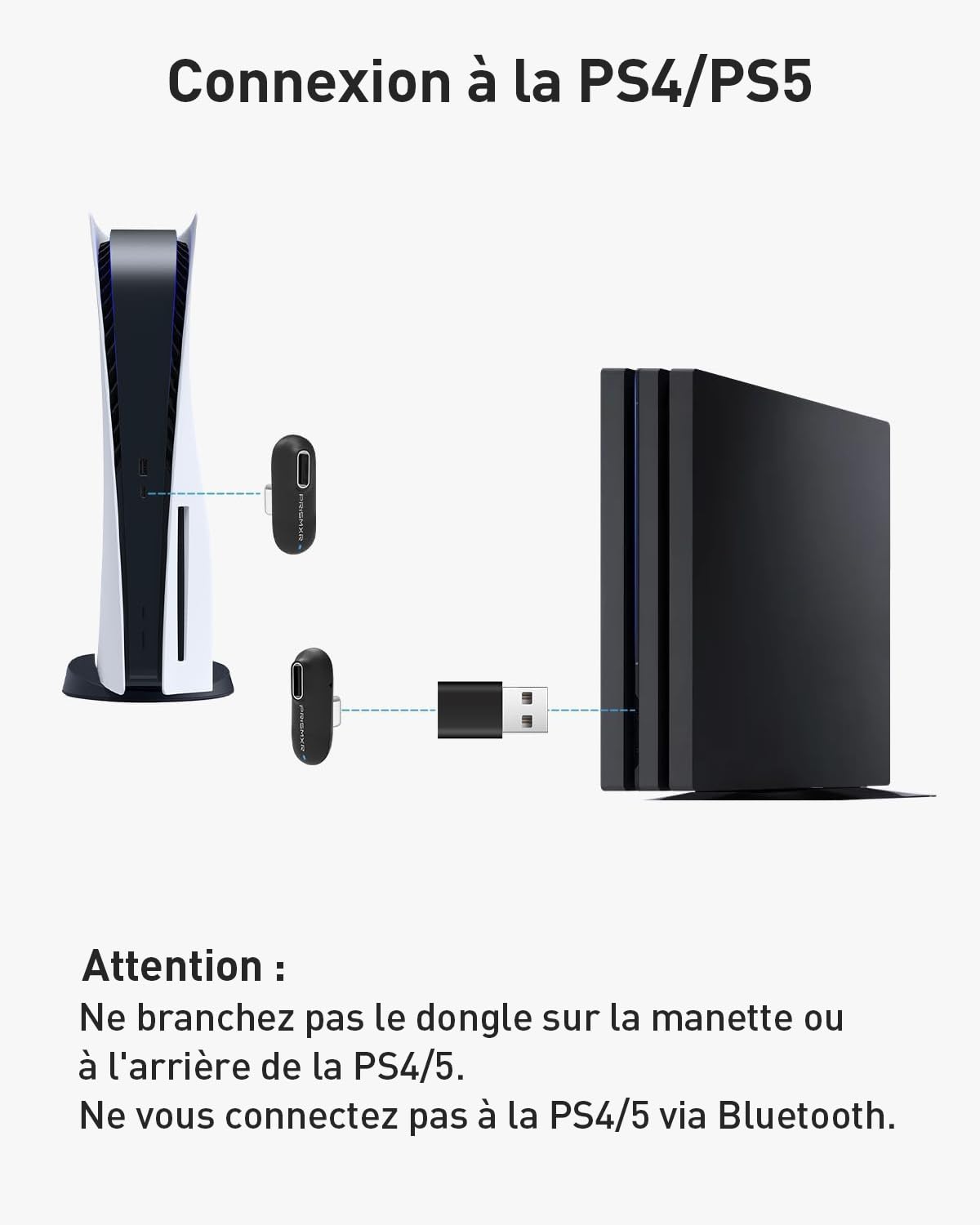 PRISMXR Écouteurs de Jeu sans Fil Compatible avec Meta Quest 3/3S/2, PS5/4, Switch 2017, Faible Latence de 25ms, Écouteurs Bluetooth 2,4GHz avec Dongle USB-C - Vega T1, Noir