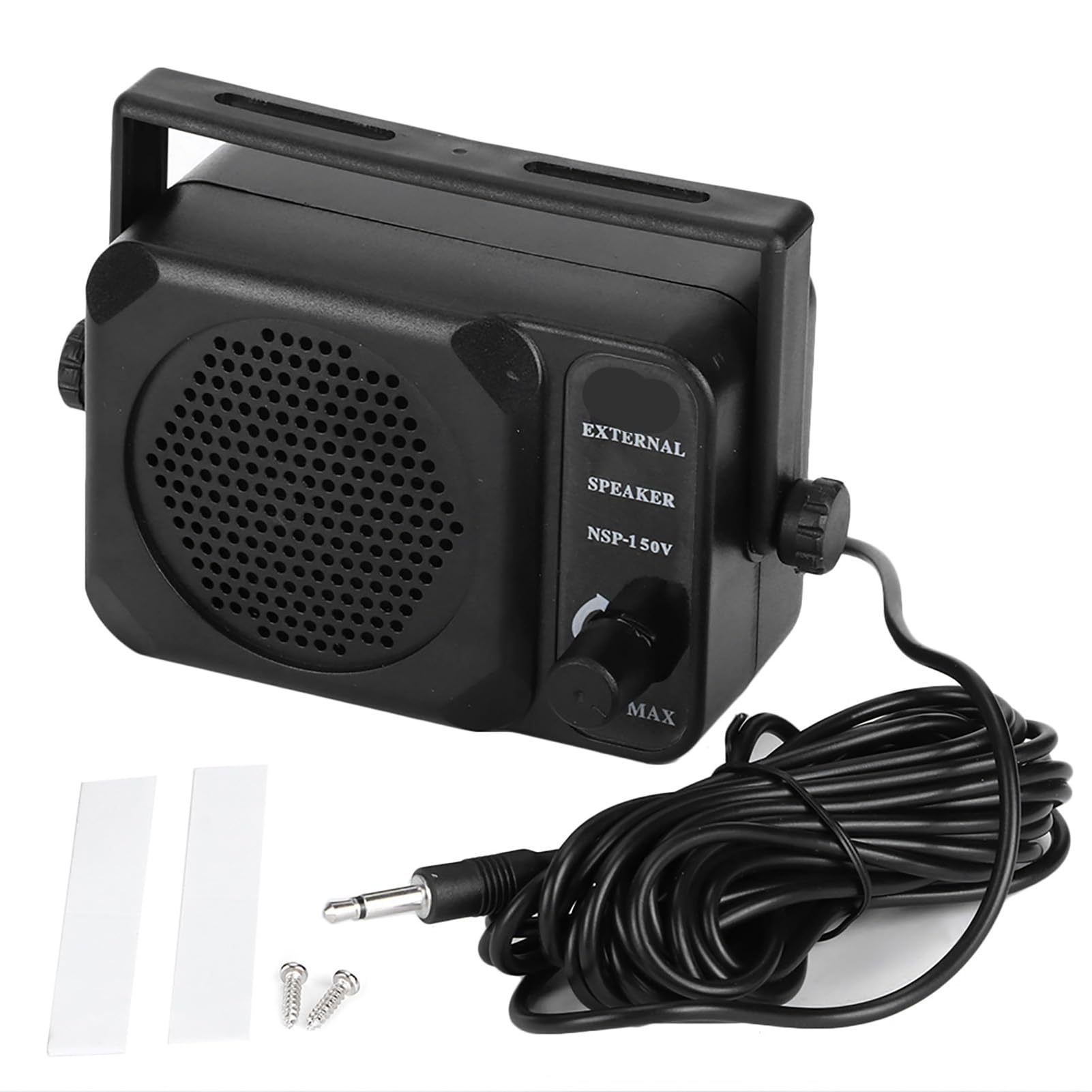 Tbest Mini Haut-Parleur Externe NSP150V, Amplificateur de Son Portable de Haute qualité pour Radio CB, émetteur-récepteur VHF UHF, Accessoires de Voiture, Câble en Métal ABS Noir de
