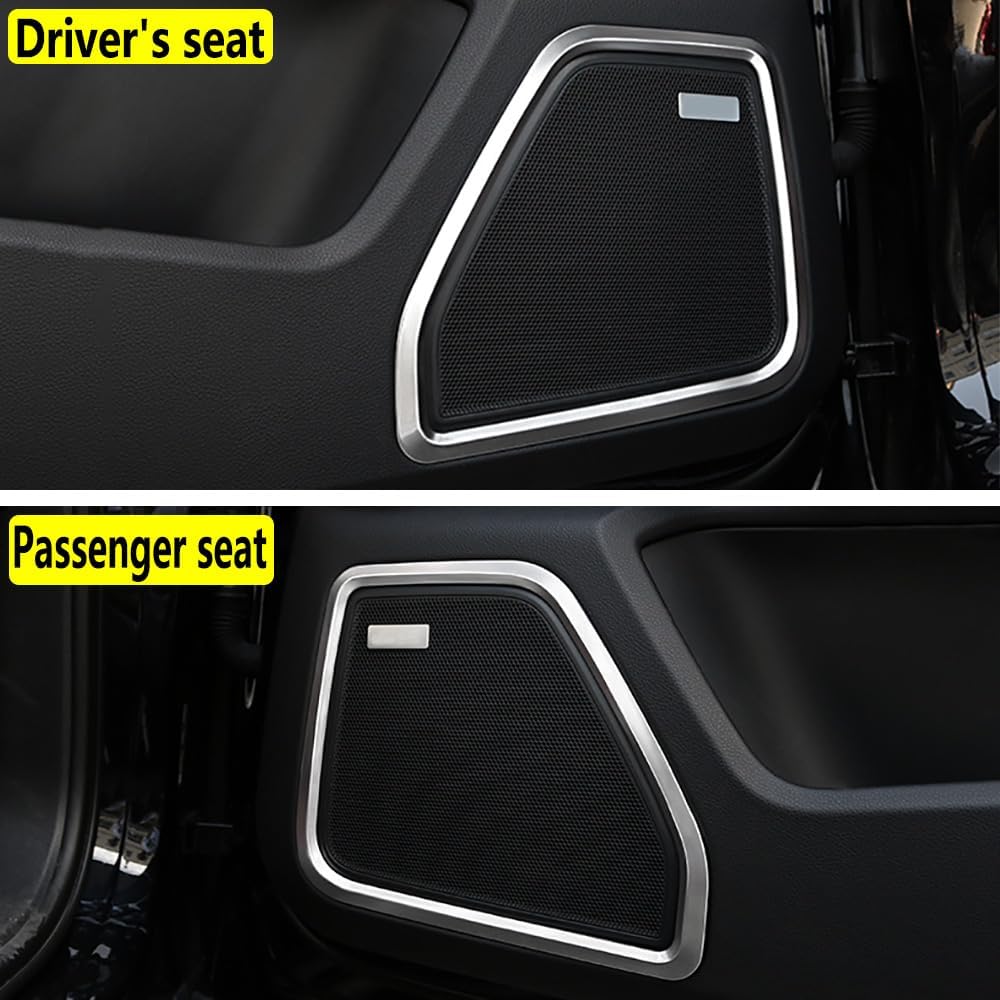 Car Door Horn Decorative Ring Speaker Decoration Sound Frame Protective Cover Trim for Porsche Macan 2014-2024 Interior Accessories (Silver)