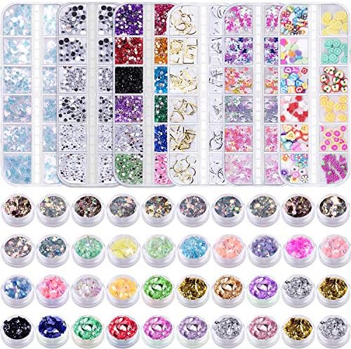 Duufin Nail Sequin Flakes Kit 6 Box Nail Sequins Slice Nail Art Rhinestones and 40 Jars Nail Sequin and Foils Flakes for Nail Decoration Duufin Nail Sequin Flakes Kit 6 Box Nail Sequins Slice Nail Art Rhinestones and 40 Jars Nail Sequin and Foils Flakes for Nail Decoration
