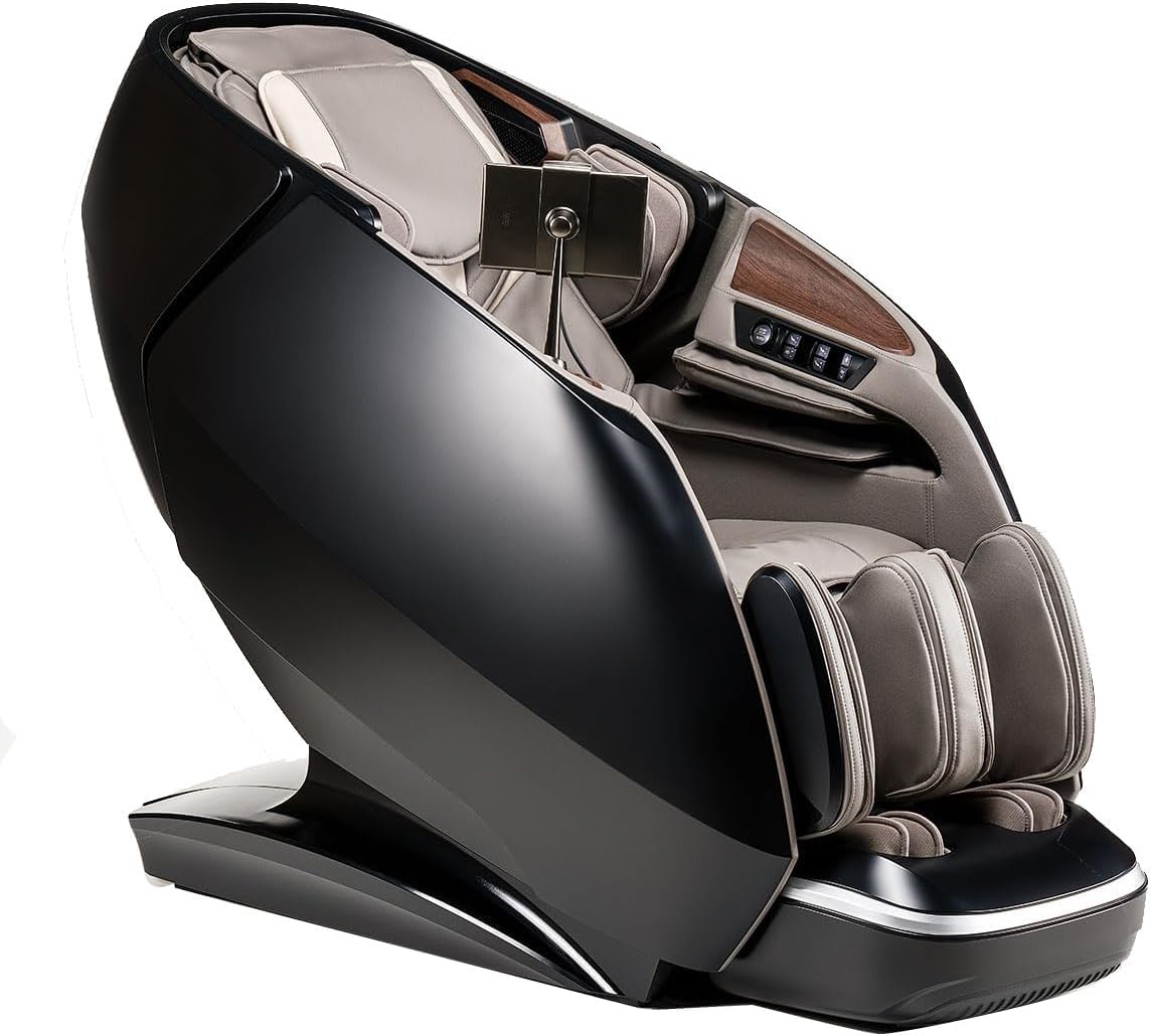 Alfine A665 4D Yoga Queen Massage Chair, Full Body Recliner with Flexible SL Track, Automatic Footrest Extension, 3D Calf & Foot Massage, Program Customization & Recall (Black)