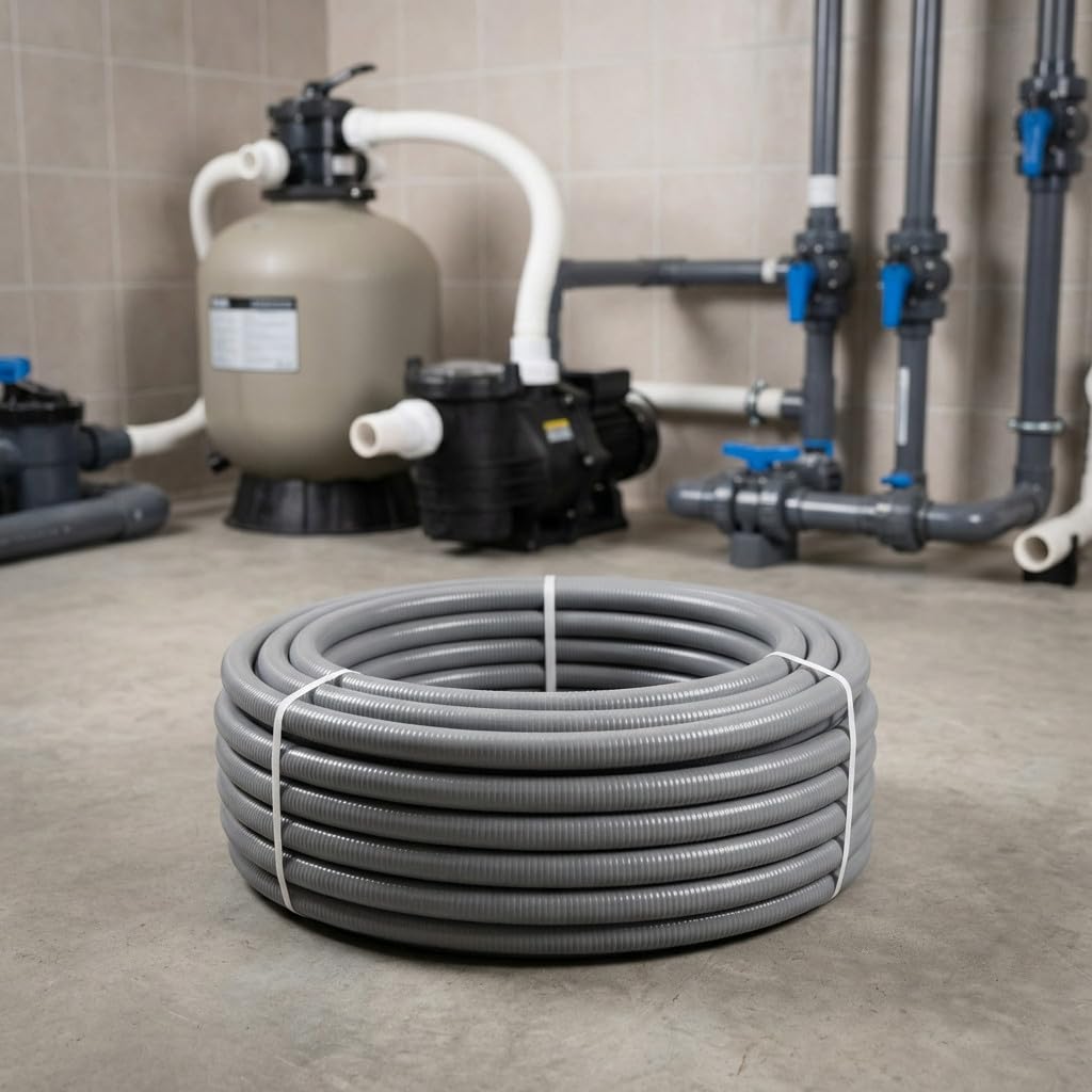 Suinga Tubería PVC Flexible hidrotubo Gris (40mm, 25 metros)