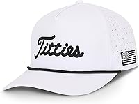 Curves & Clubs Titties Golf Hat for Men - Funny Adjustable Moisture-Wicking Rope Hat, Breathable Novelty Golf Gift White