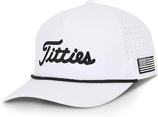 Curves & Clubs Titties Golf Hat for Men - Funny Adjustable Moisture-Wicking Rope Hat, Breathable Novelty Golf Gift White
