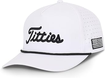 Curves & Clubs Titties Golf Hat - Funny Golf Hat, Titties Hat - Funny American Hat - Mens Gifts Cotton, White-Black