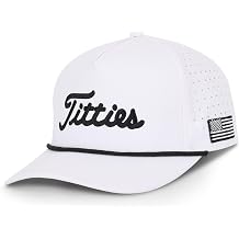 Titties Golf Hat, Funny Rope Snapback for Men with USA Flag, Breathable Performance Golf Cap