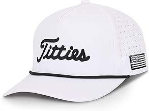 Titties Golf Hats Men – Funny Golf Hats for Men – One Size Adjustable Men’s Hat – Moisture-Wicking, Breathable & Durable Rope Hat – Perfect Golf Gift White