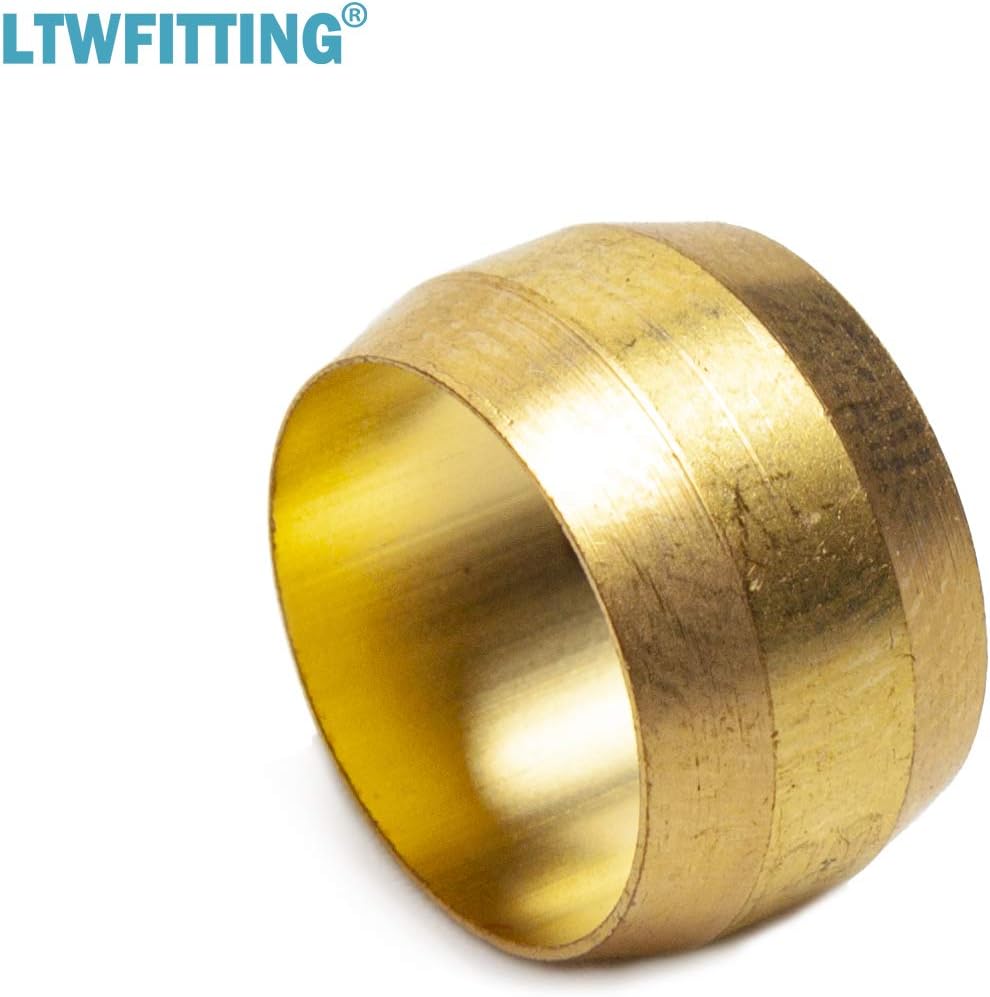LTWFITTING 7/16-Inch Brass Compression Sleeves Ferrules, Brass Compression Fitting(Pack of 50)