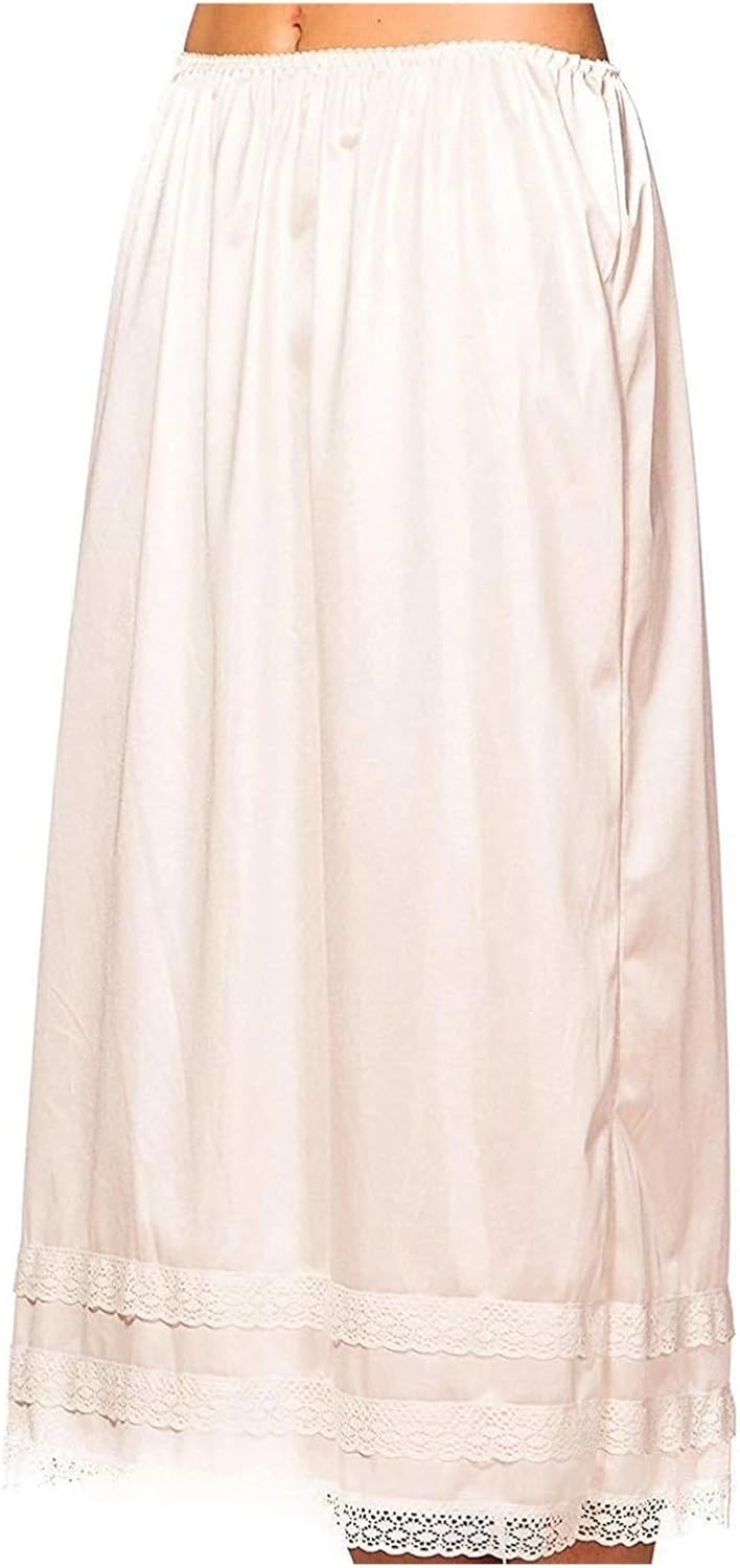 Lace Underskirt For Women Petticoat Under Dress Long Skirt Safety Silky Satin