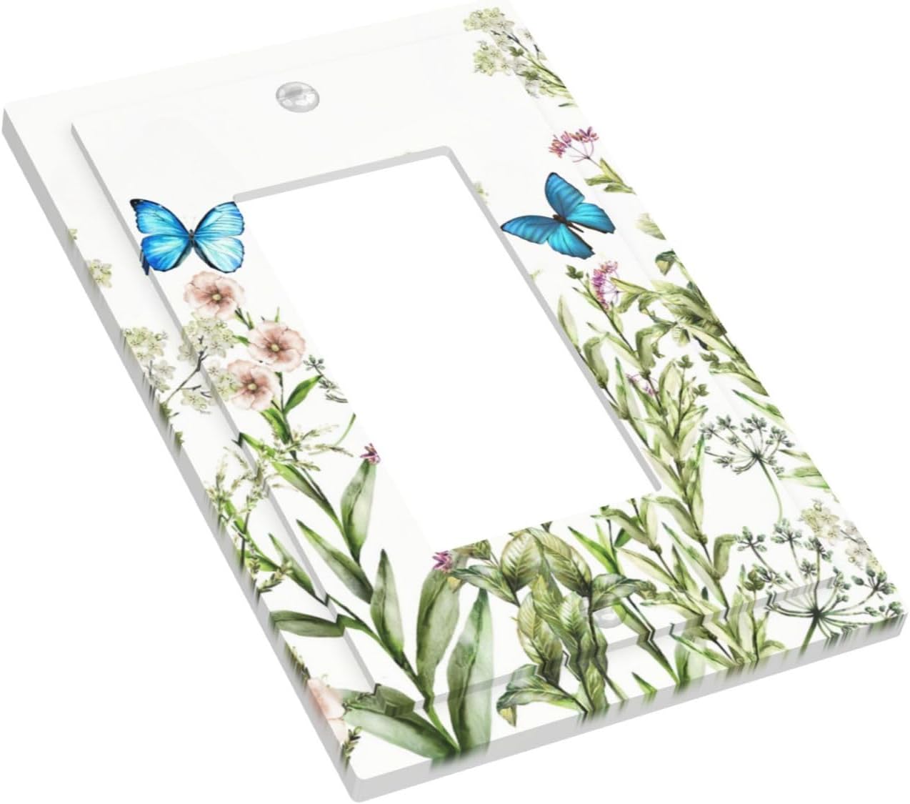 Floral Butterfly Light Switch Cover 1 Gang Single Rocker Country Vintage Colorful Flower Decorative Wall Plate Switchplate Receptacle Faceplate for Bathroom Bedroom