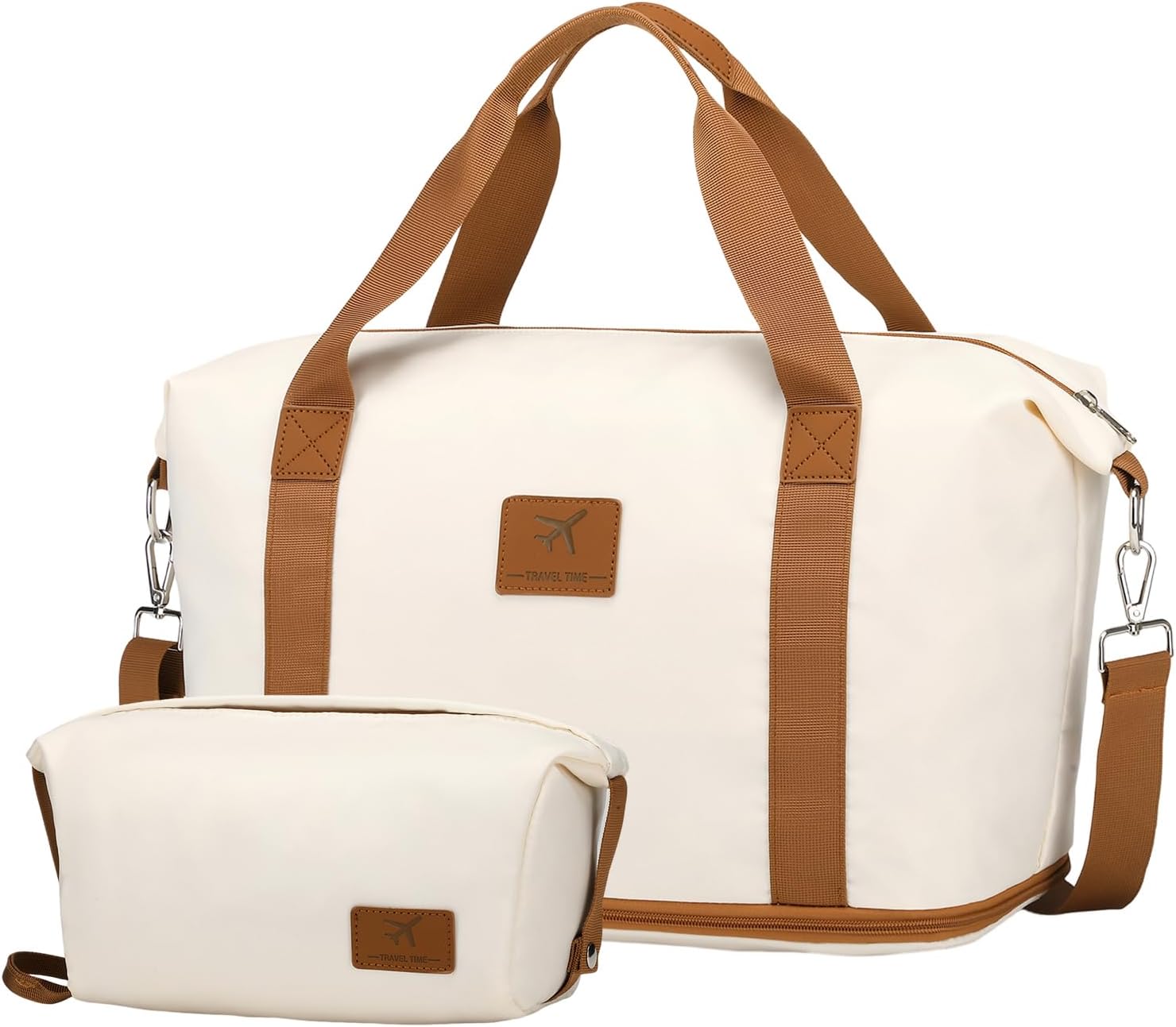 British Traveller Travel Bag 40 x 30 x 22 cm Large Weekend Hospital Bag Expandable Bag with Toiletry Bag, white British Traveller Travel Bag 40 x 30 x 22 cm Large Weekend Hospital Bag Expandable Bag with Toiletry Bag, white