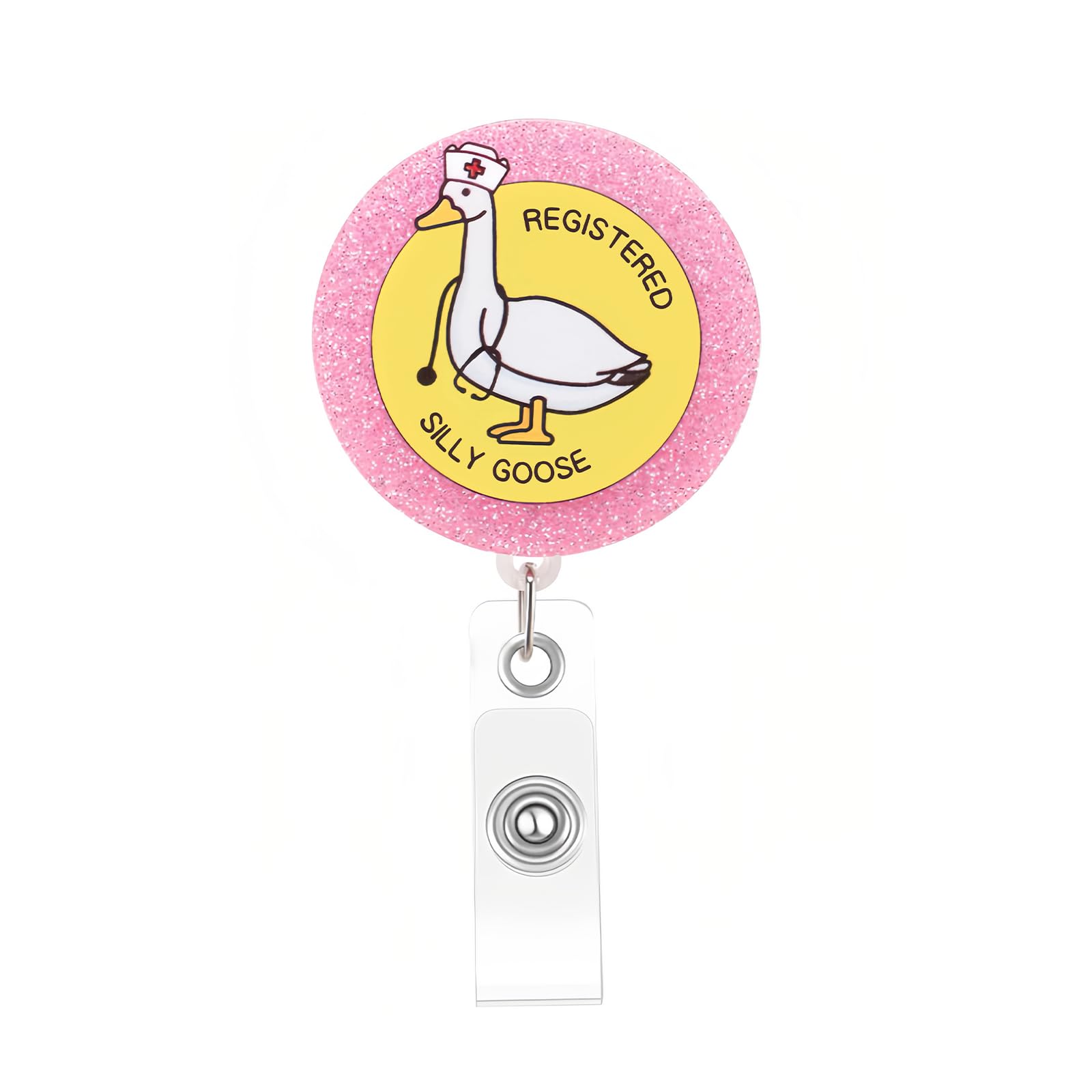 Goose Badge Reel Nurse Badge Reel for Women- Silly Goose Retractable Id Holder with Alligator Clip for Medical Teachers, Students,Durable Resin,Cute