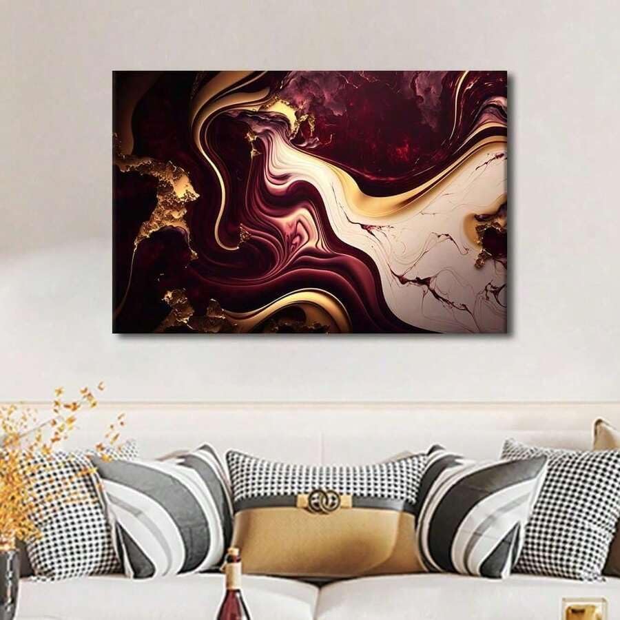 Impression sur toile marbre doré déco murale salon tableau abstrait 60x80 - 3