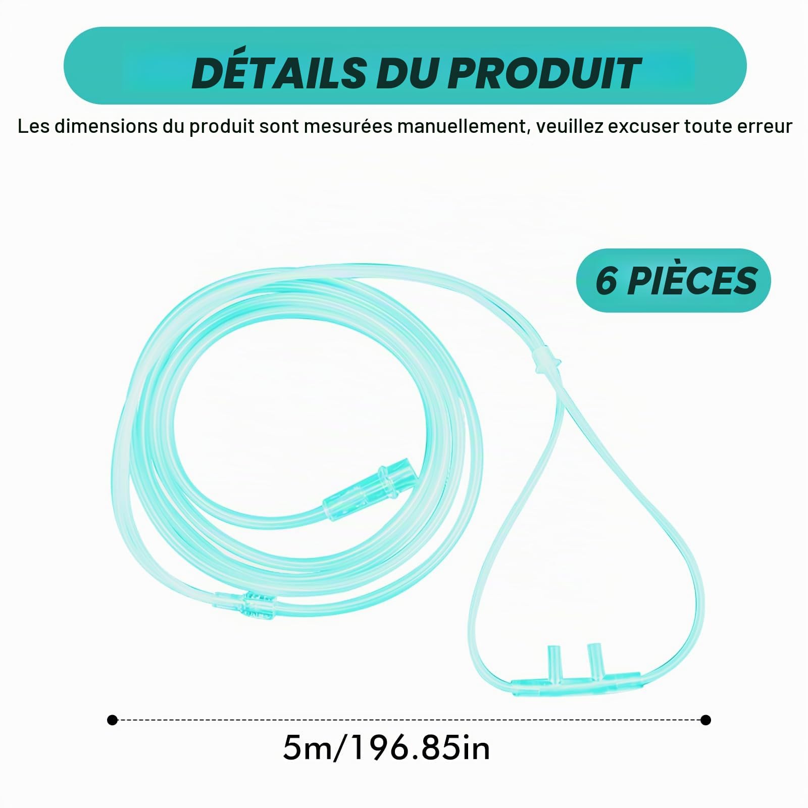 Lot de 6 Tube D'alimentation en Oxygène: Tube D'oxygène Nasal en Silicone Transparents, Tuyau O2 de 5 m pour La Thérapie Respiratoire et Les Appareils d'Inhalationion (Interface 8mm)