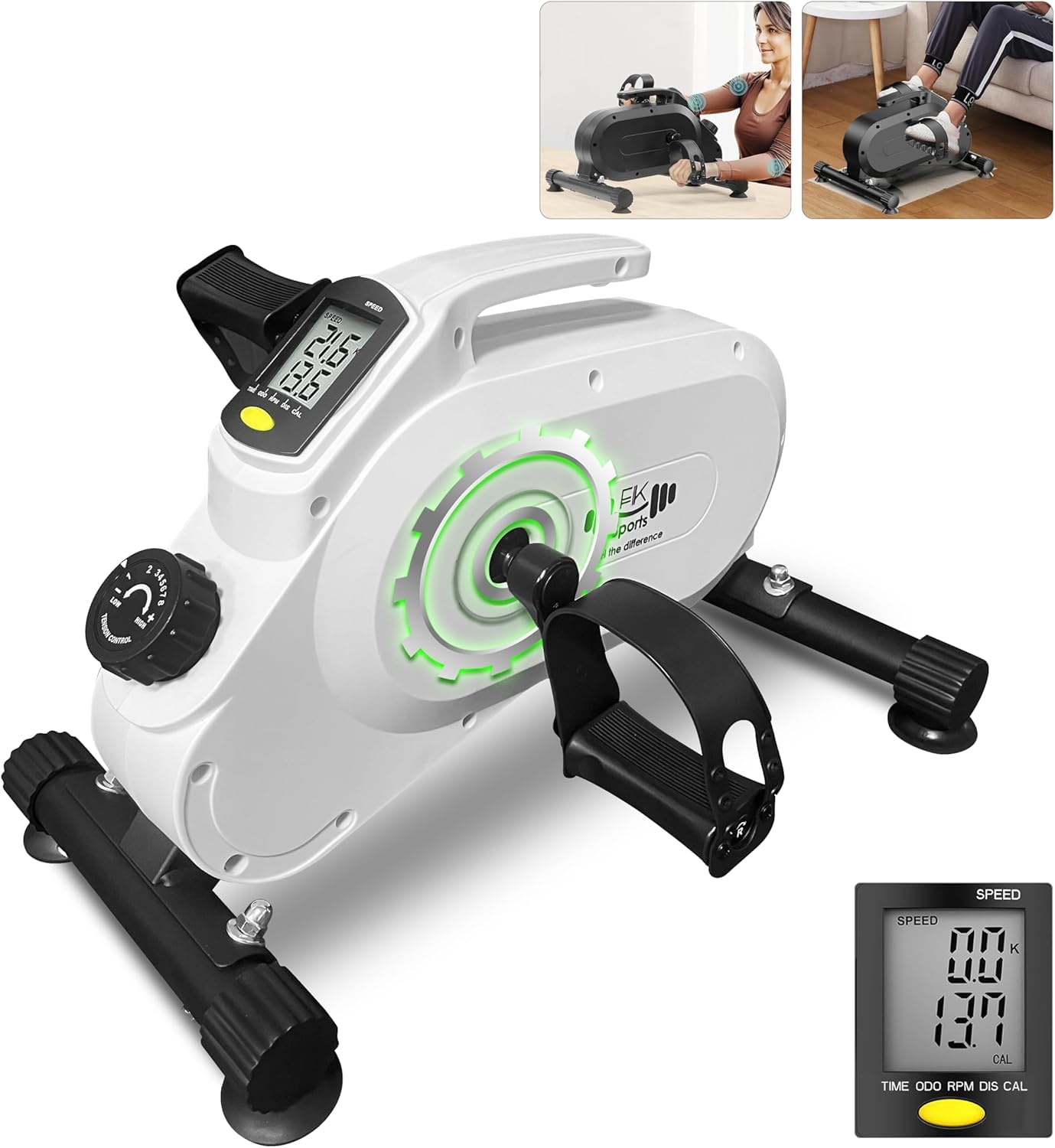 FK Sports Mini Exercise Bike - 8 Magnetic Levels Resistance, LCD Screen Display, Quiet Foot Pedal Exerciser, Smooth Under Desk Bike, Desk Pedal Bike for Arms & Legs, Workout Equipment for Home