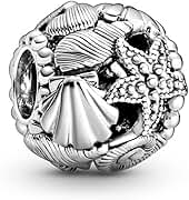 PANDORA Openwork Starfish, Shells &amp; Hearts Charm - Compatible Moments Bracelets - Jewelry for Women - Gift for Women in Your Life - Made with Sterling Silver