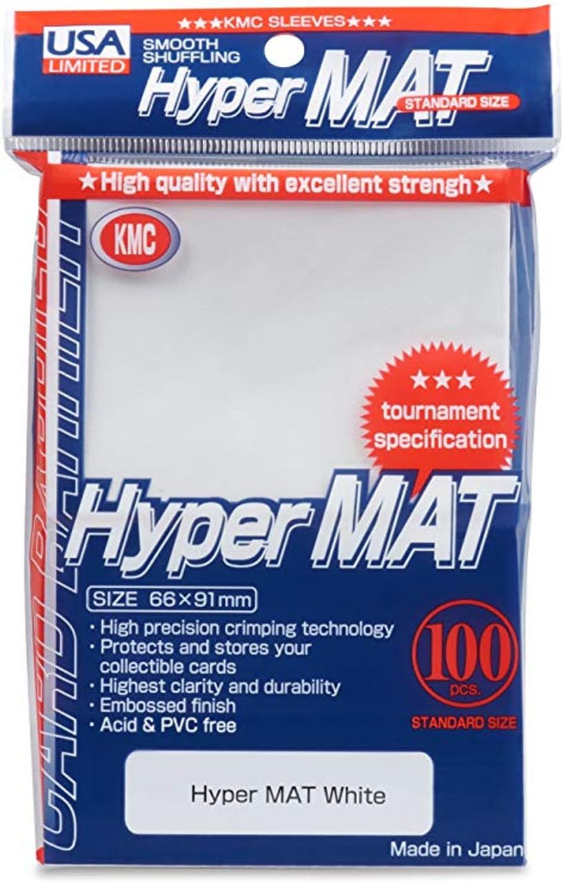 KMC Hyper Matte White 100-count Standard Size Sleeves Pack [USA Packaging]