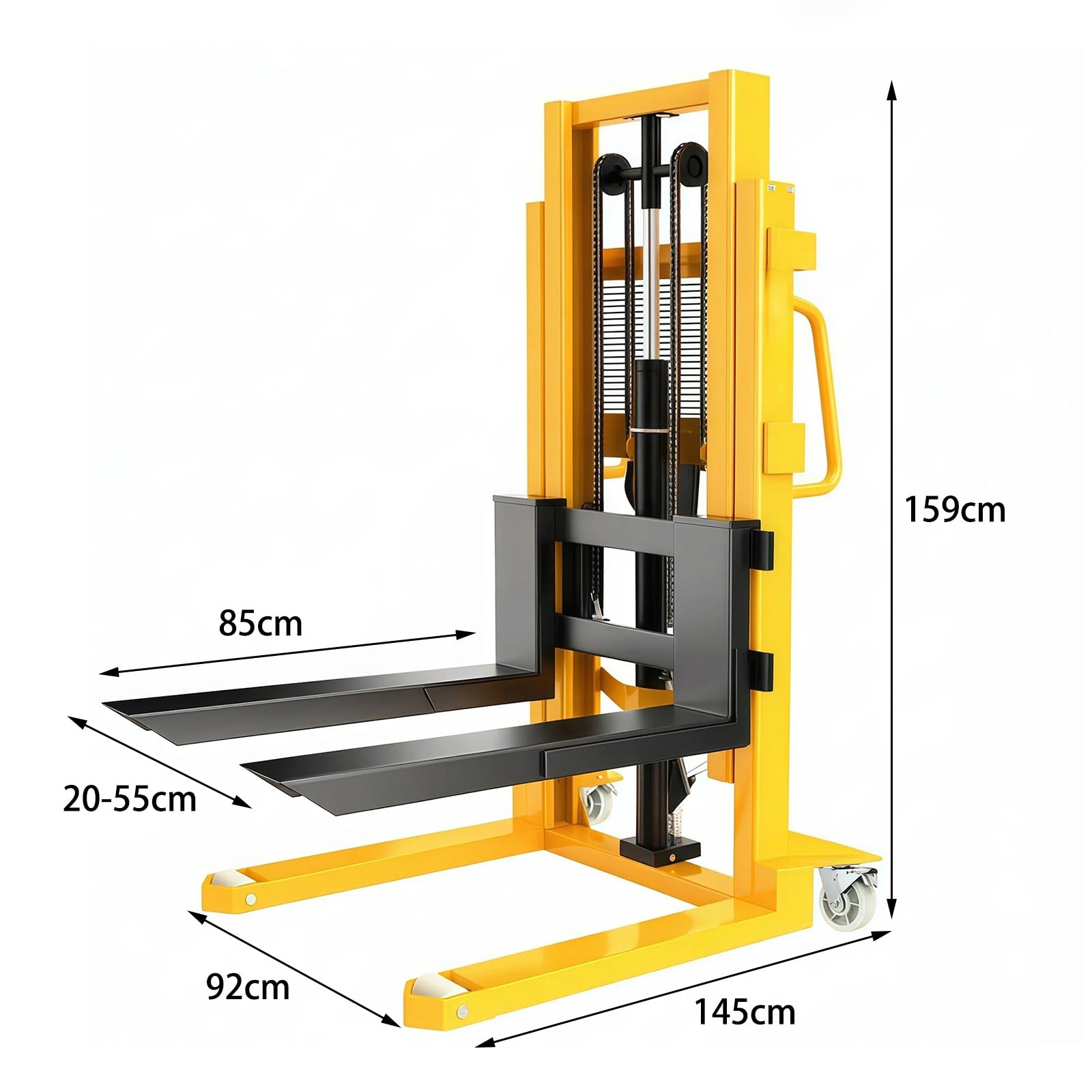 Transpalette Peseur Largeur réglable de Fourche Manuelle l'empileur 1000kg 85cm Double mât for Le Stockage