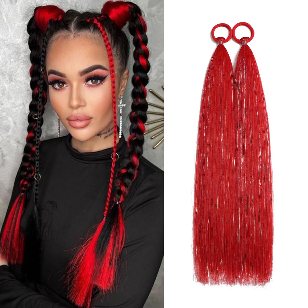 Amazon.com : Red Ponytail Extensions, Synthetic Hair  display picture 2