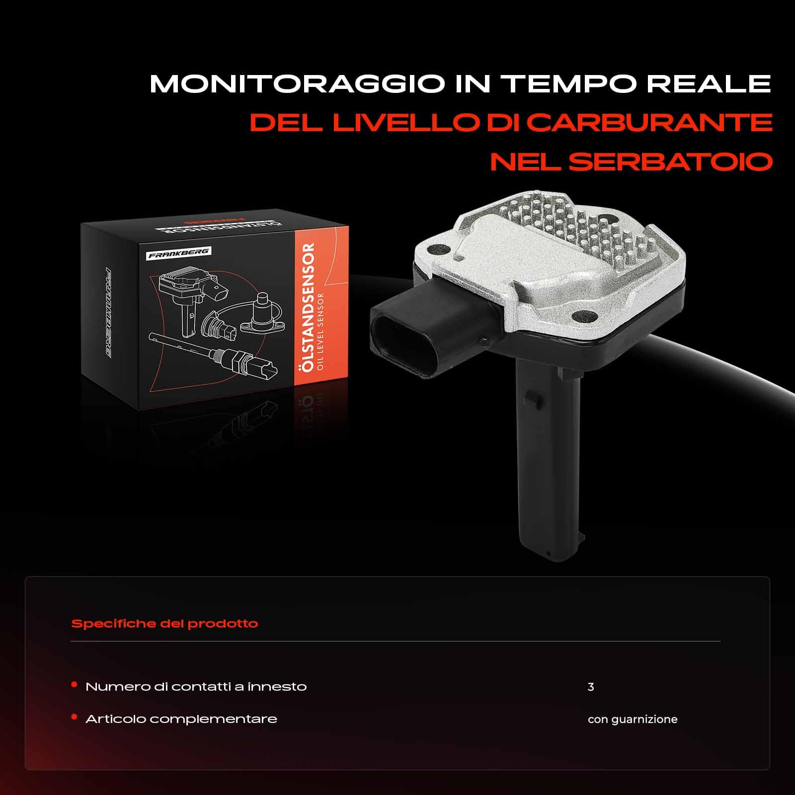 Frankberg Sensore livello olio 3-Poli Compatibile con Serie 1 E81 Serie 3 Compact E46 X1 E84 Serie 3 E46 Serie 1 E87 Replace# 12617501786