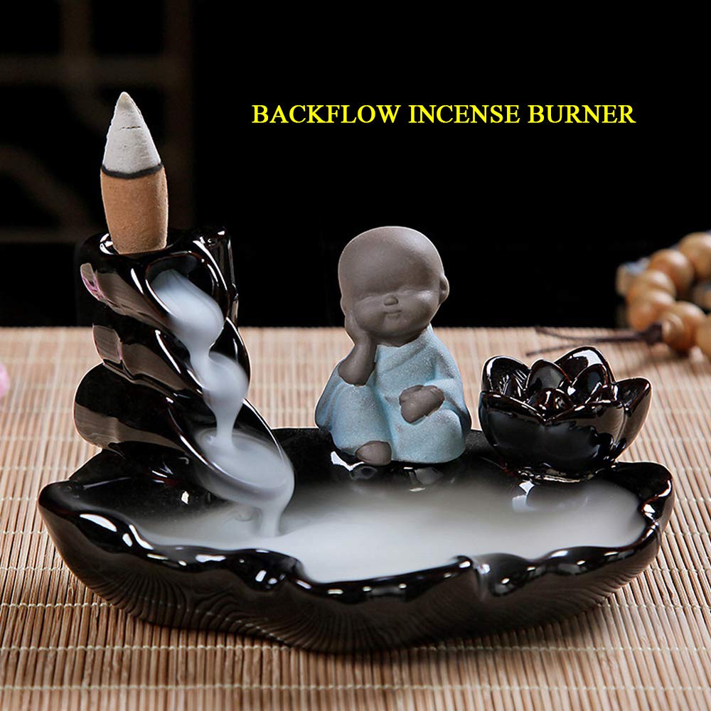 XIYINXI Incenso in ceramica a riflusso, a cascata, per aromaterapia, decorazione per la casa, con 30 coni di incenso a riflusso + 50 bastoncini di incenso