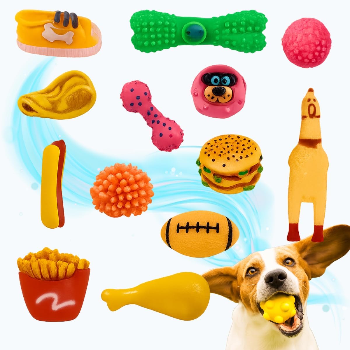 Kit 5un Brinquedo para Filhote Mordedor para cachorros Bolinha Galinha Sonoro Pet