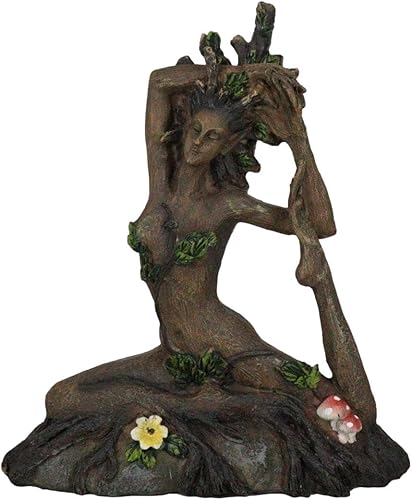 Ebros Gift Celta Greenwoman Gaia Dryad Ent Nativa Tierra Diosa Meditación Yoga Paloma Zen Pose Figurilla Árbol de la Vida Criatura mística ser