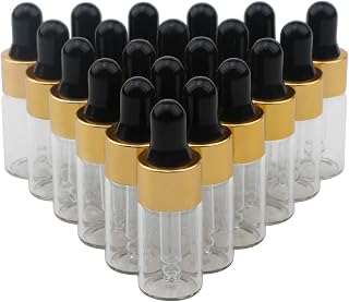 Kesell 3ML Mini Clear Glass Essential Oil Dropper Bottles Empty Eye Dropper Bottle Refillable Cosmetic Container with Aluminum Cap, Pack of 30