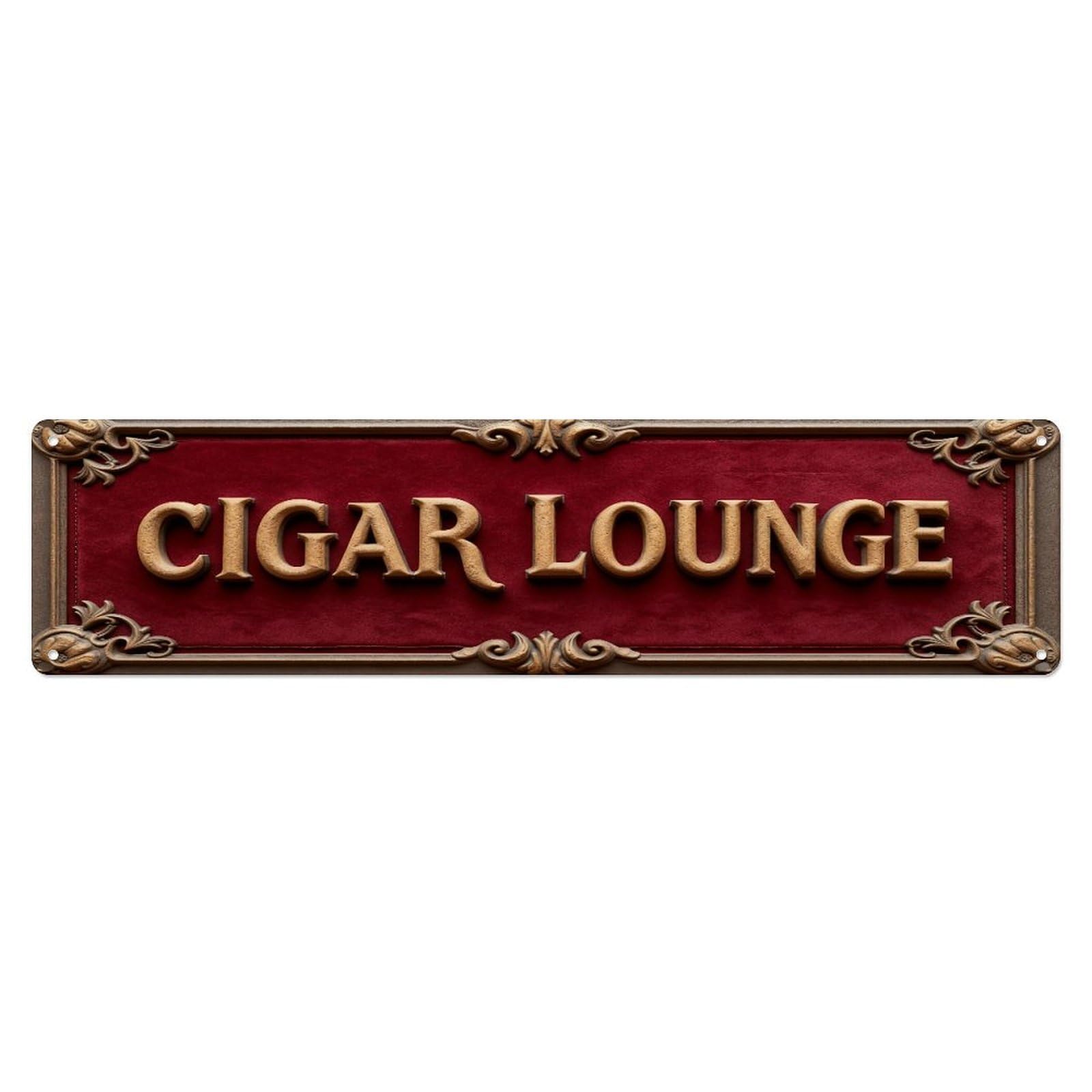 Cigar Lounge Sign Ornate Metal Tin Sign Plaque