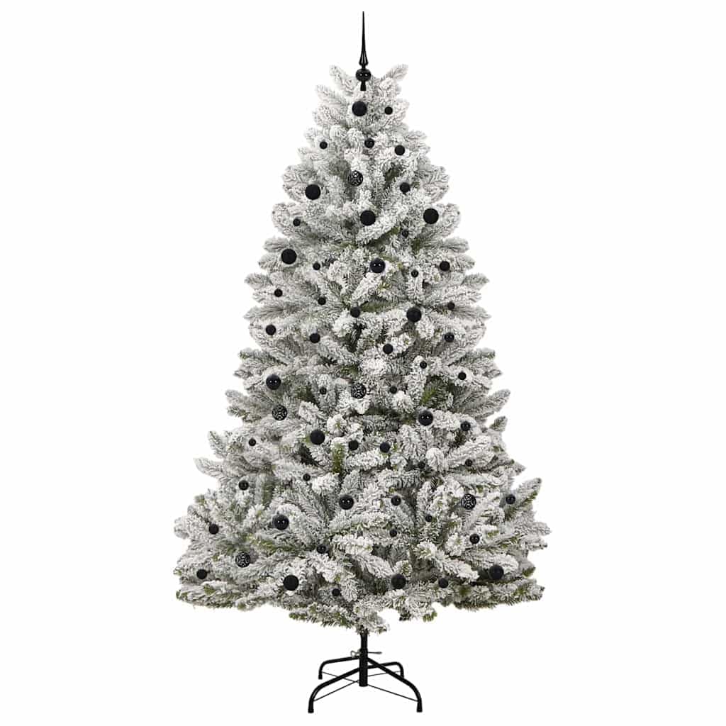 Sztuczna choinka, zielona, biała, 240 cm, PCW, metalowe 1680 sztuk, ciepłe, białe diody LED, do użytku wewnątrz i na zewnątrz, zestaw bombek choinkowych, nowoczesna dekoracja